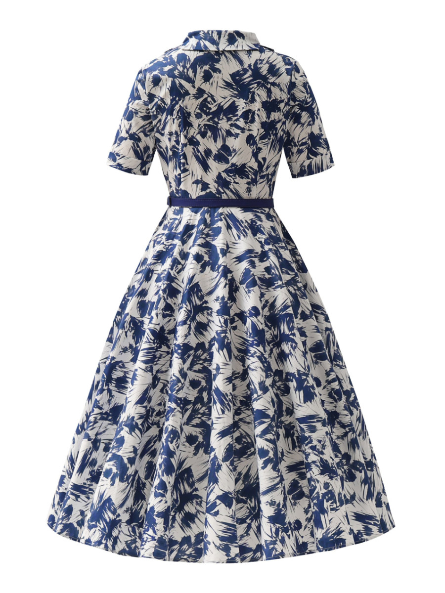 Dolly & Dotty Kleid Mollie Nautical Abstract Shirt Dress blau weiß