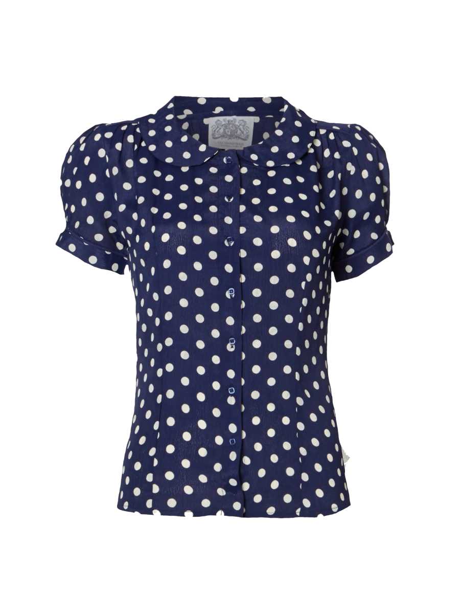Seamstress of Bloomsbury Bluse Jive Blouse Navy Polka