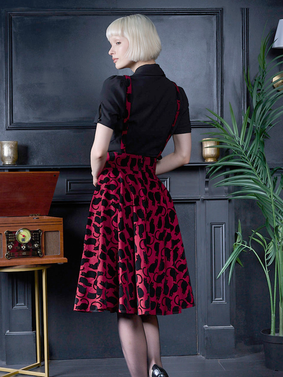 Banned Rock Cecilia Cattitude Suspender Skirt mit Trägern