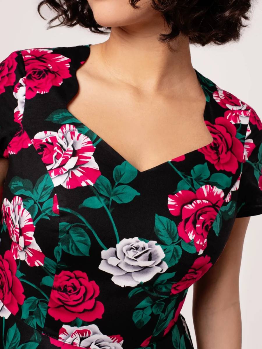 Hell Bunny Paint Me Roses Dress