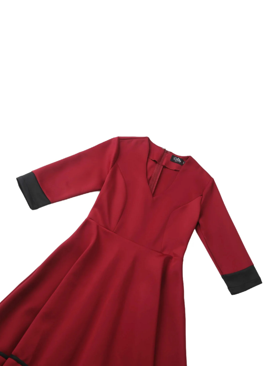 Dolly & Dotty Maria Swing Dress Burgundy Black