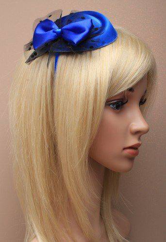 Mini-Pillbox-Hütchen royalblau mit Haarreif