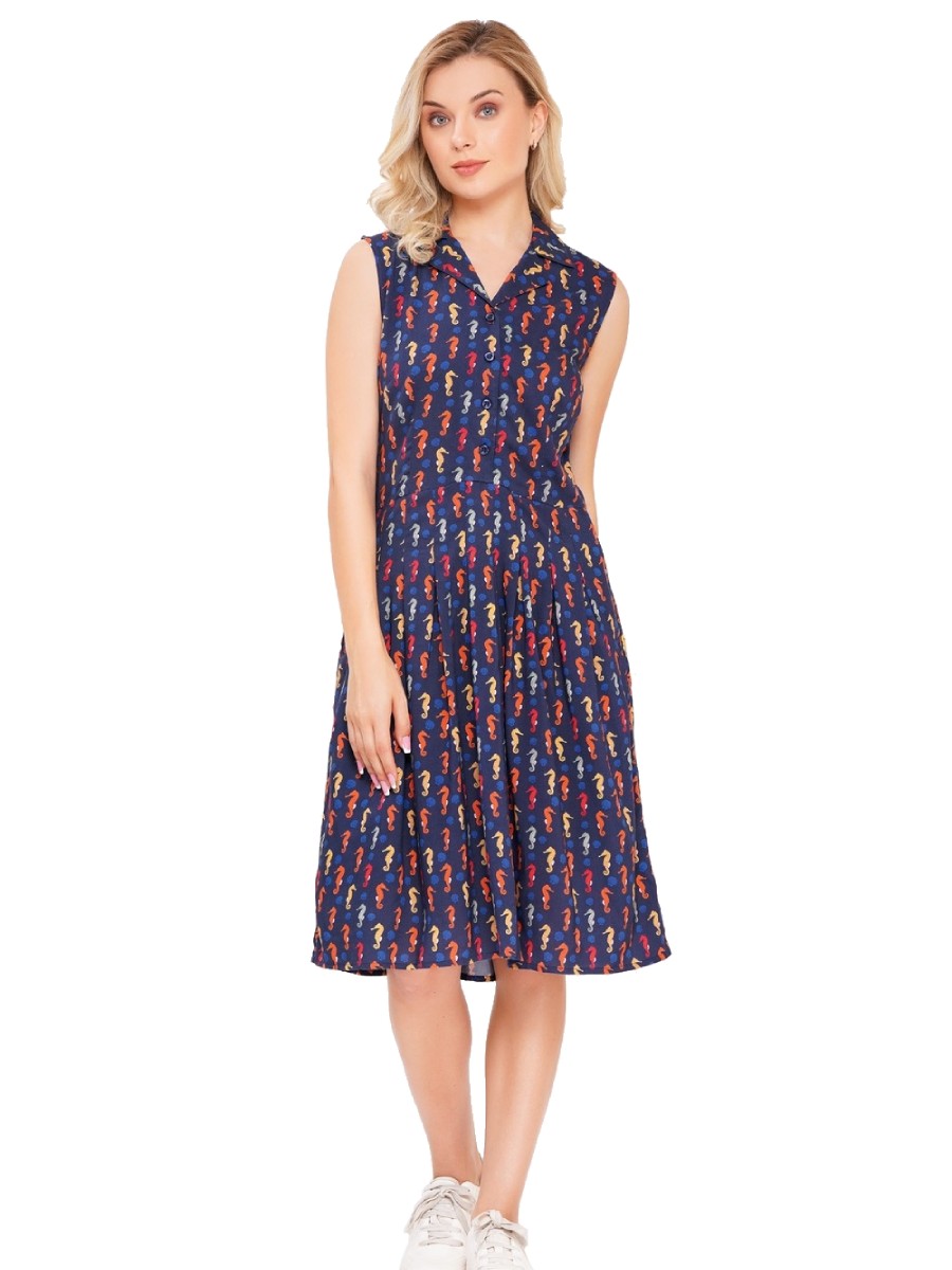 Circus Seahorse Dress Mood Indigo