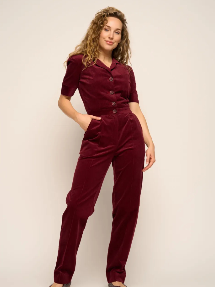 Very Cherry Classic Jumpsuit Corduroy Granate Red