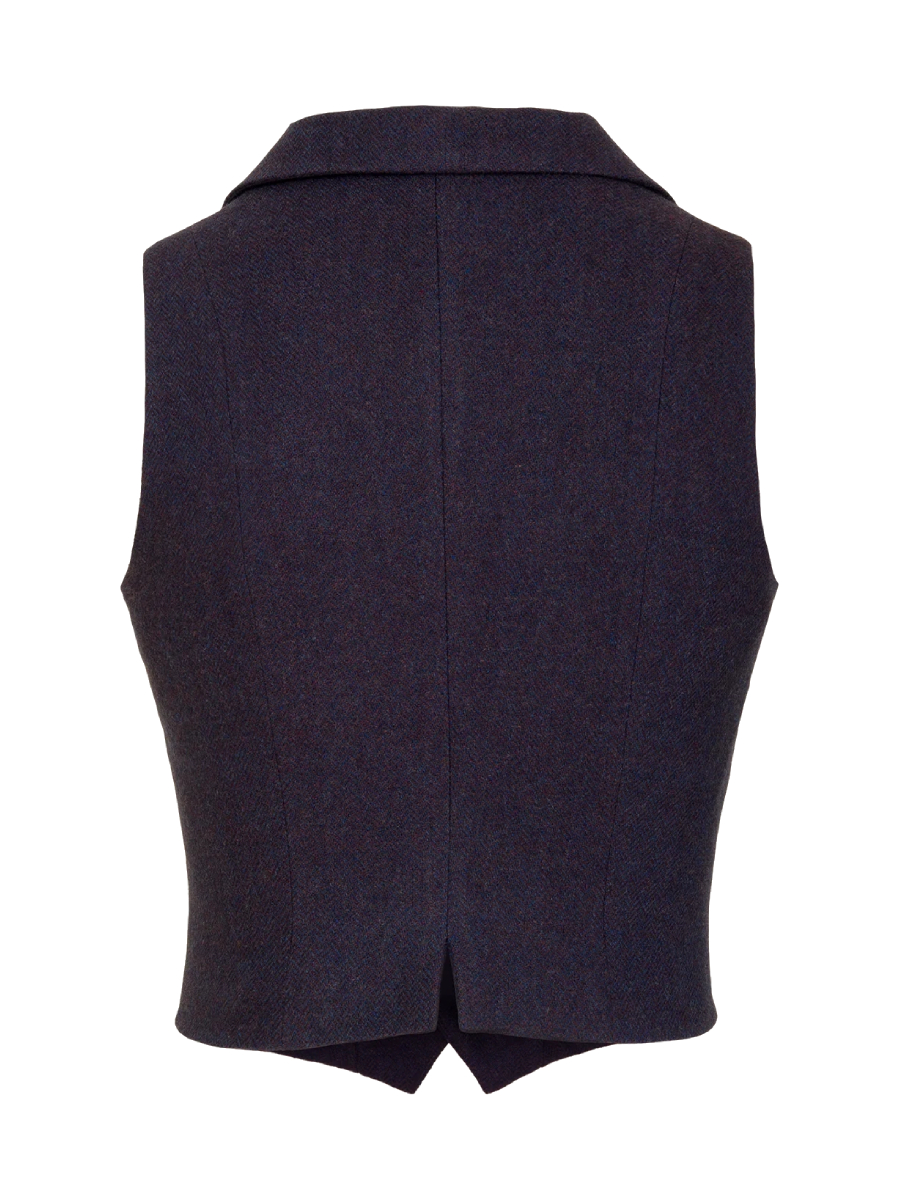 Emmy Watchmaker’s Waistcoat Maroon Midnight Wool Tweed