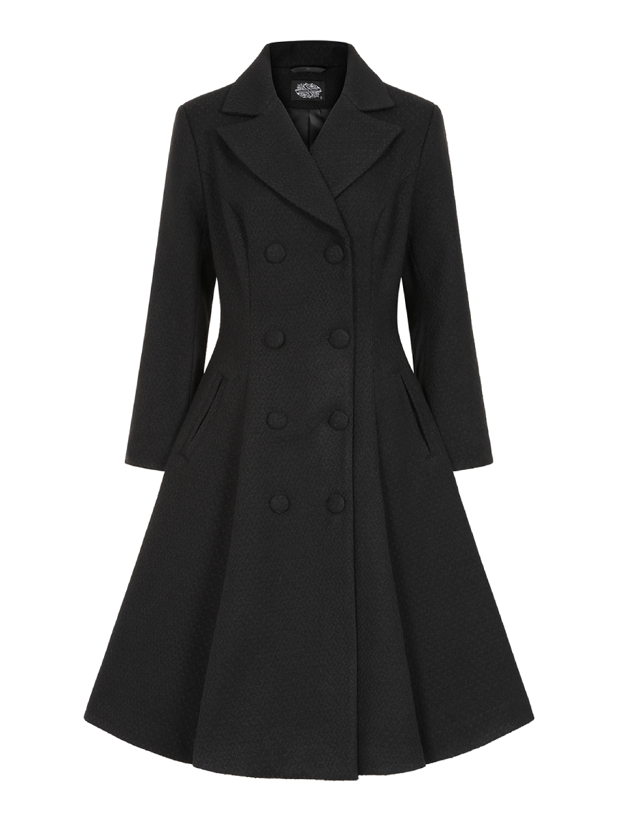 Hearts and Roses Margo Swing Coat Black Weave