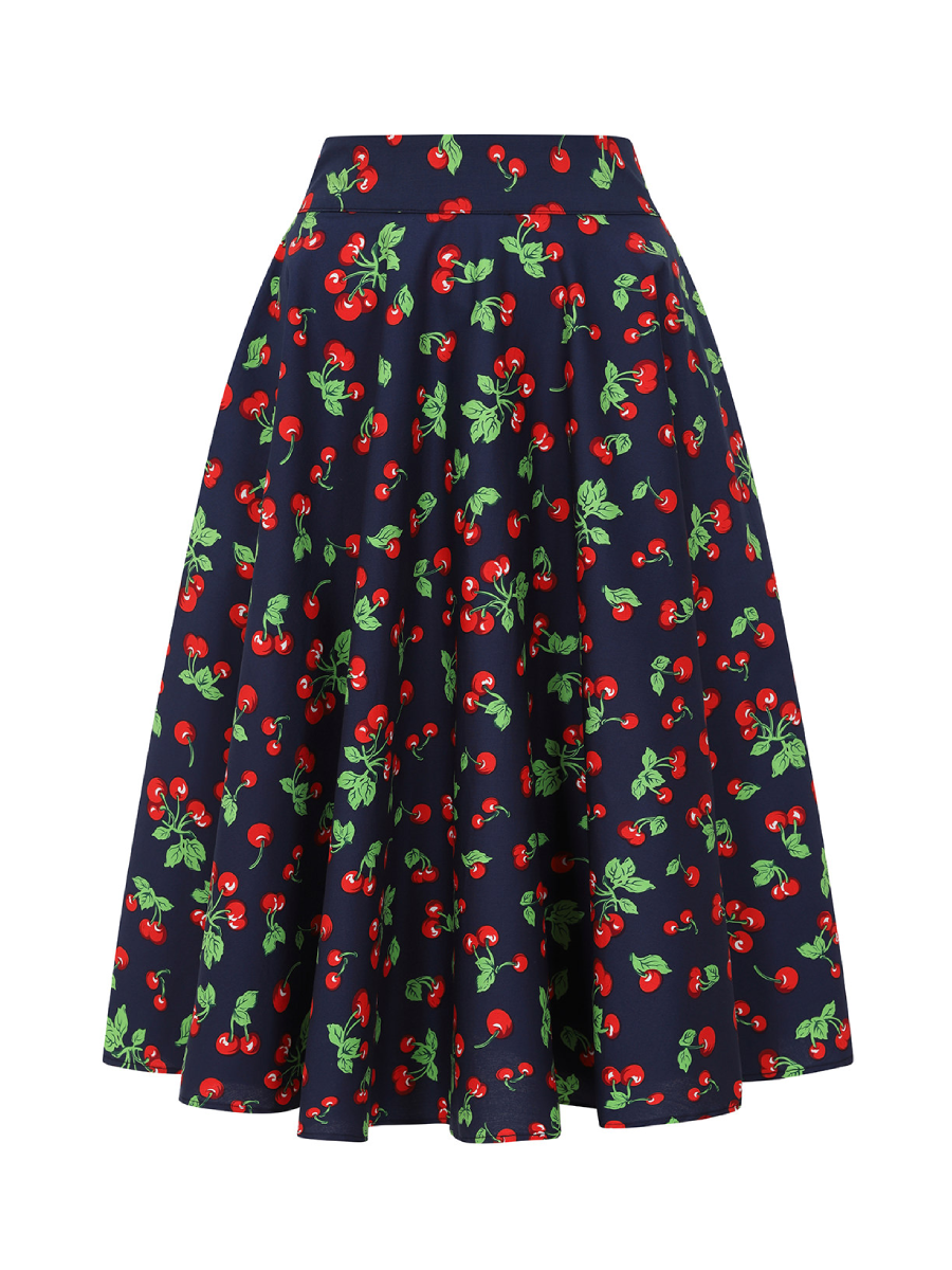 Banned Cary Cherry Swing Skirt Navy