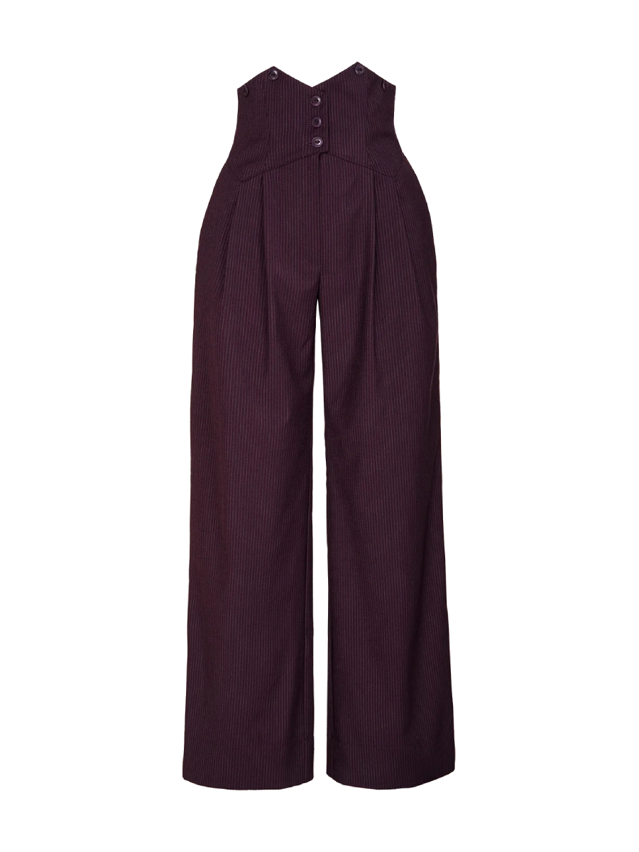 Emmy Miss Fancy Pants Slacks Plum Pinstripe