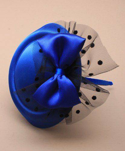 Mini-Pillbox-Hütchen royalblau mit Haarreif