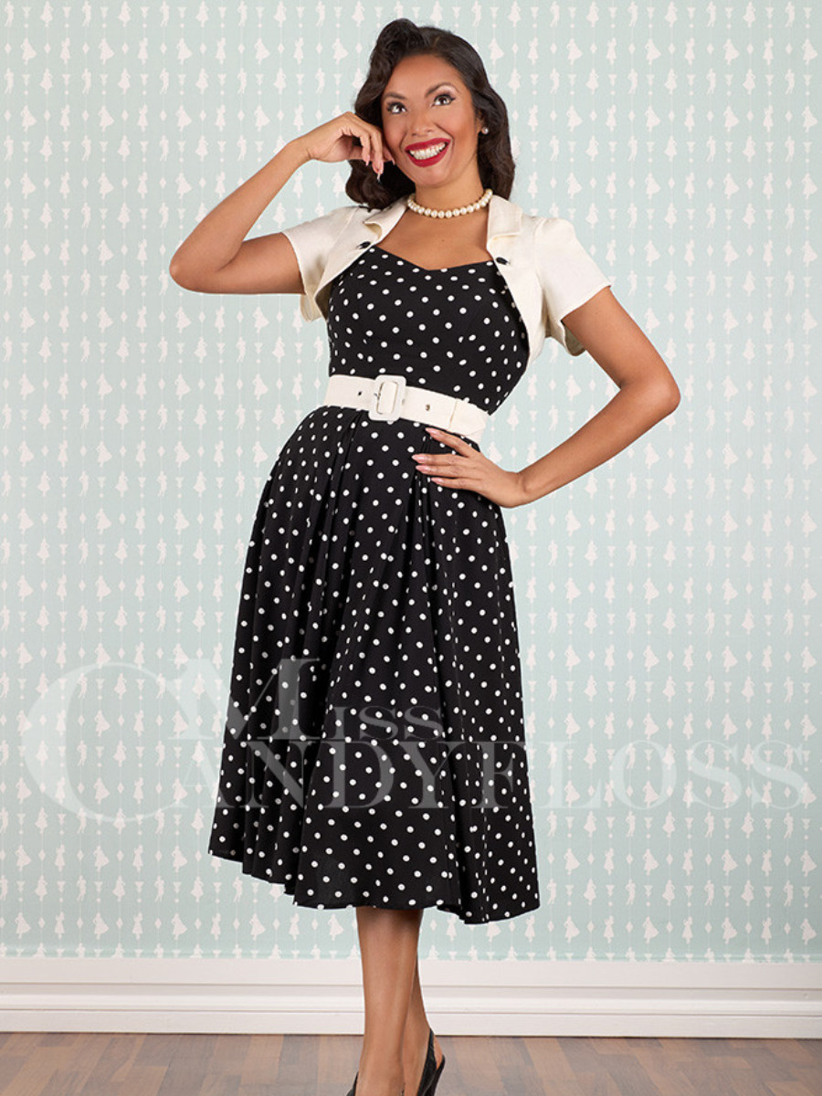 Miss Candyfloss Jenna-May-Lou Dress Black White with Bolero