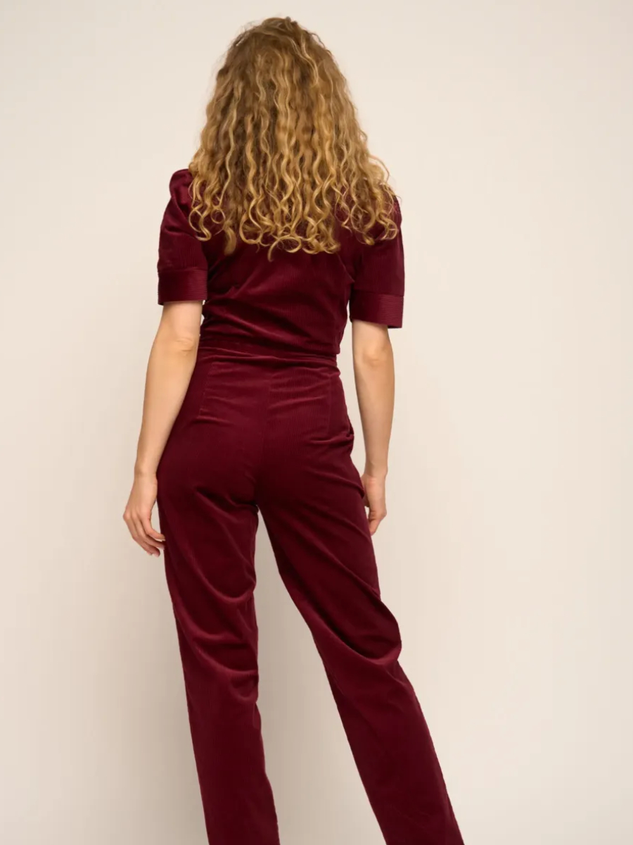 Very Cherry Classic Jumpsuit Corduroy Granate Red