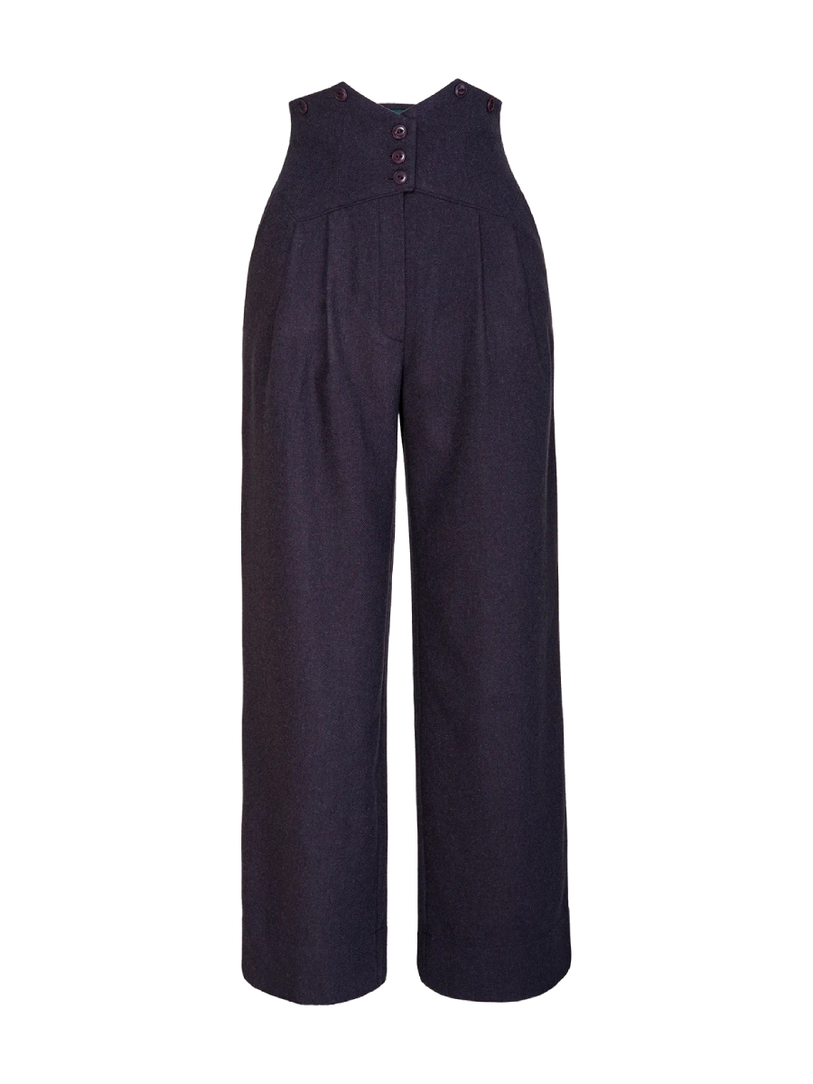 Emmy Miss Fancy Pants Slacks Maroon Midnight Wool Tweed