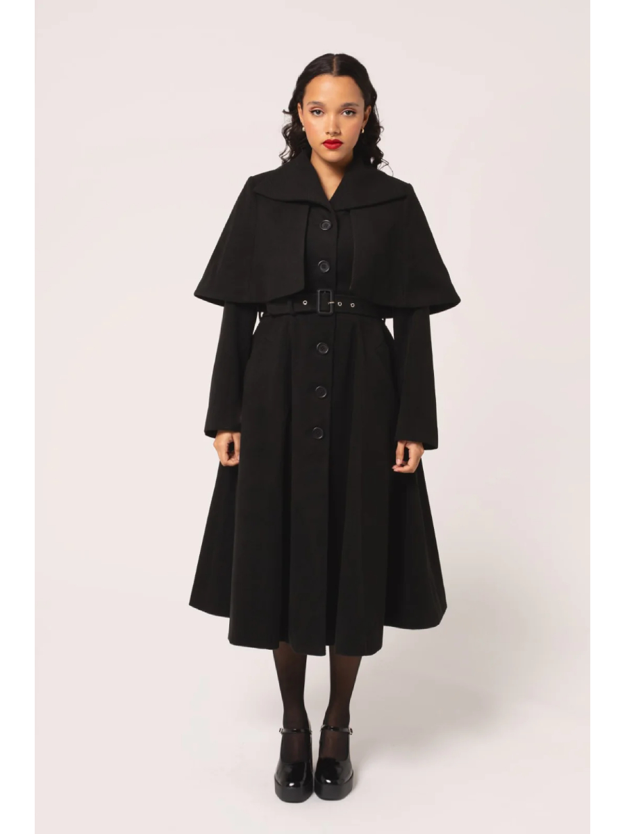 Hell Bunny Mantel Ingrid Coat schwarz