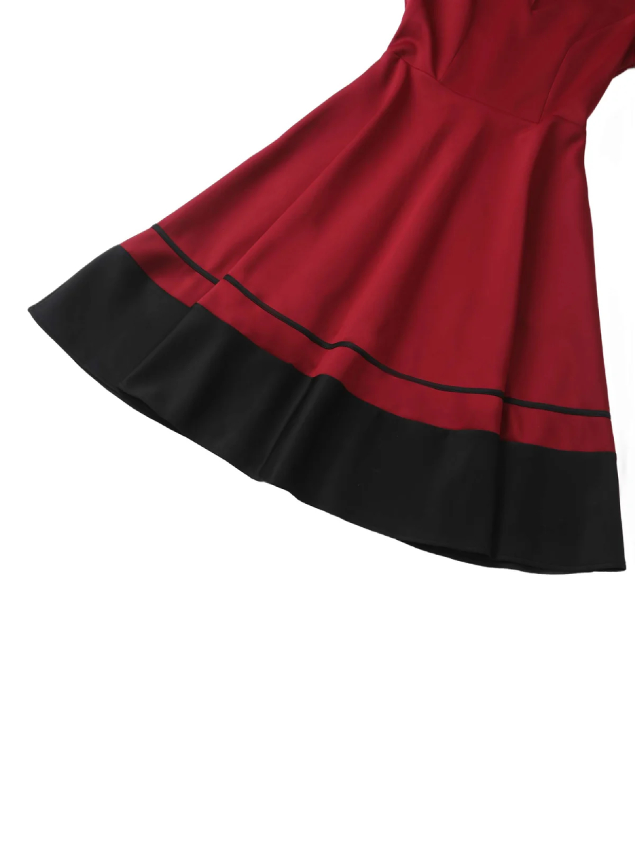 Dolly & Dotty Maria Swing Dress Burgundy Black
