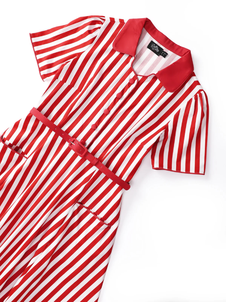 Dolly & Dotty Penelope Dress Classic Red White Stripe