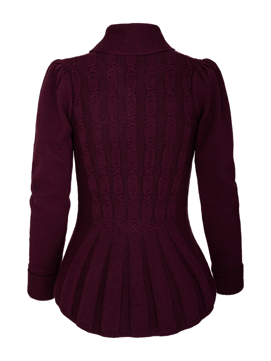 Emmy Screen Siren Cardigan Black Cherry Wool