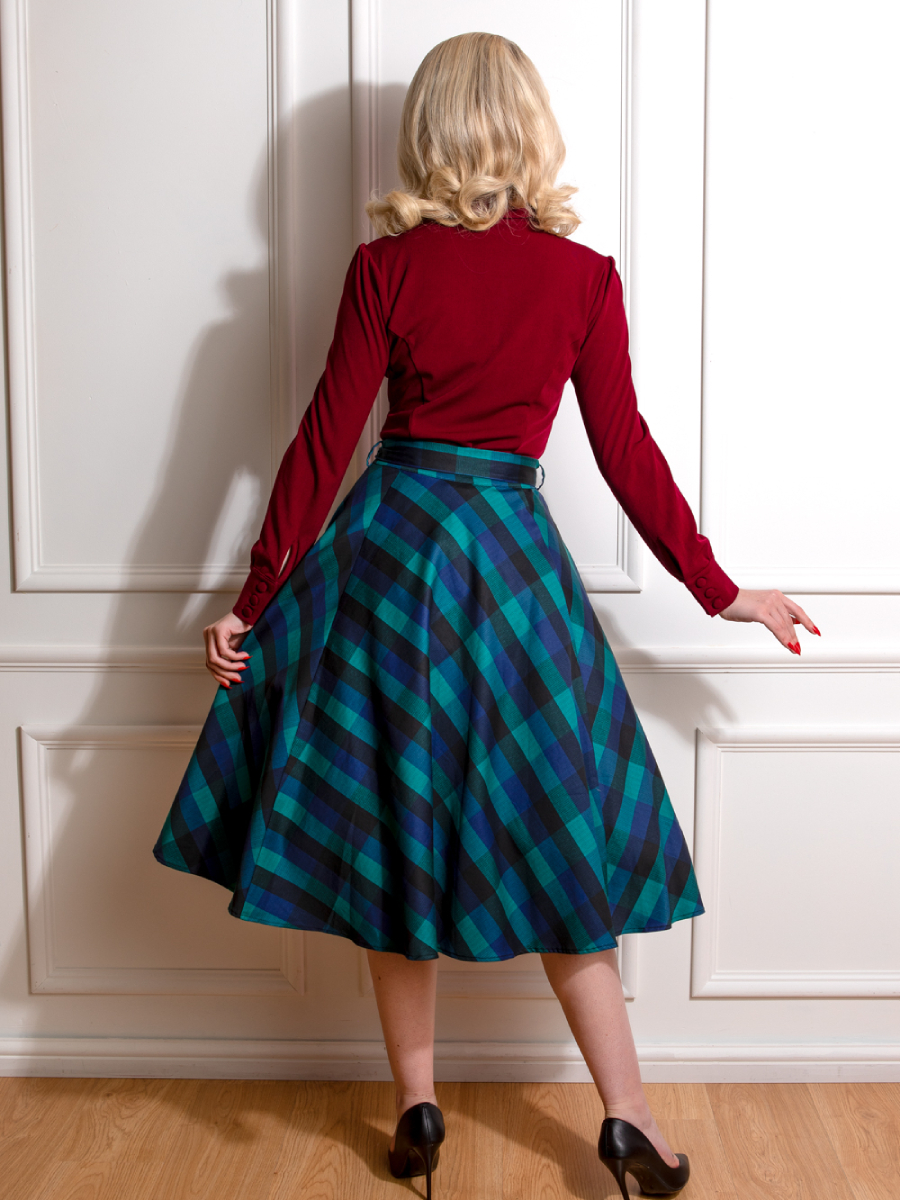 Hearts and Roses Louisa Check Swing Skirt