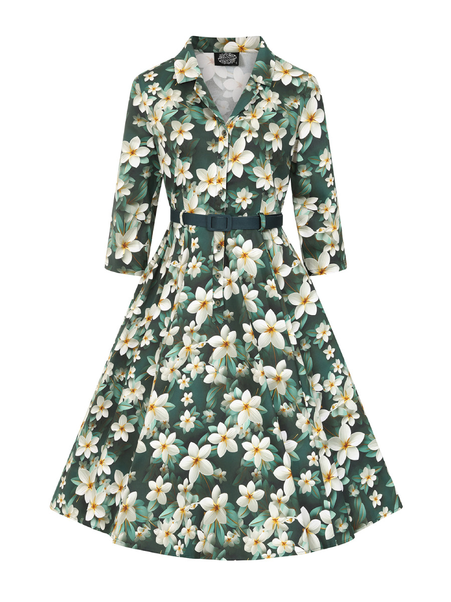 Hearts and Roses Kleid Skye Floral Swing Dress Green