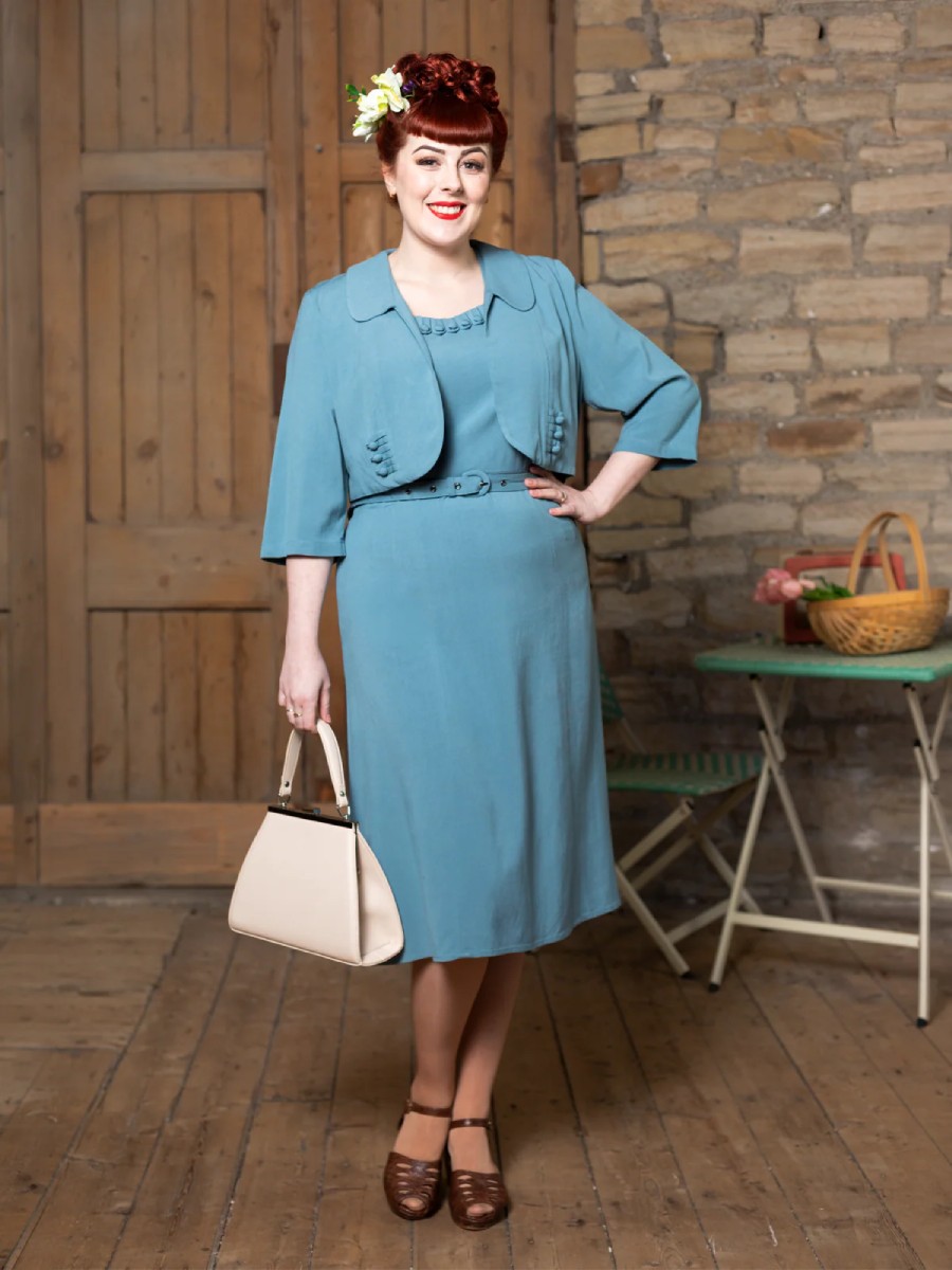 Revival Vintage Soiree Set Kleid mit Bolero Crystal Blue