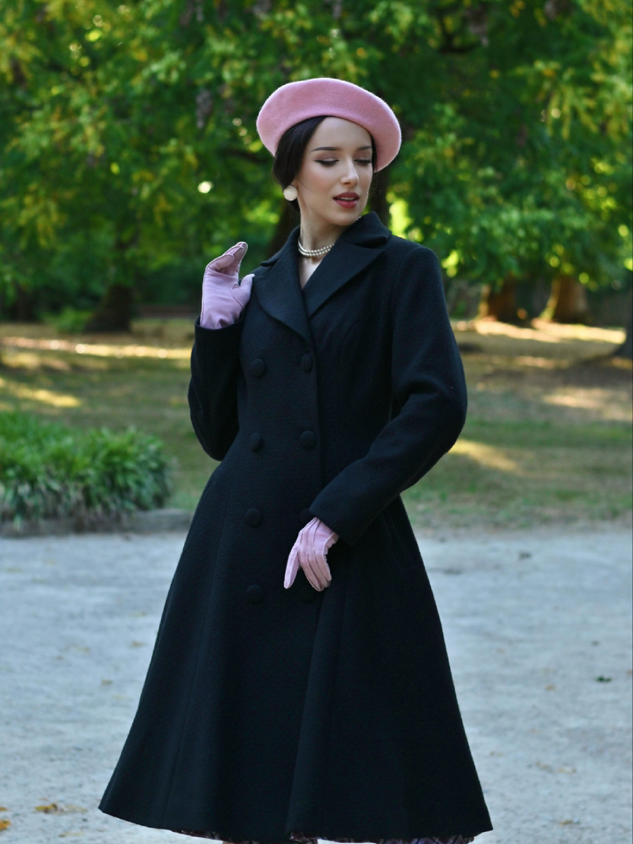 Hearts and Roses Margo Swing Coat Black Weave