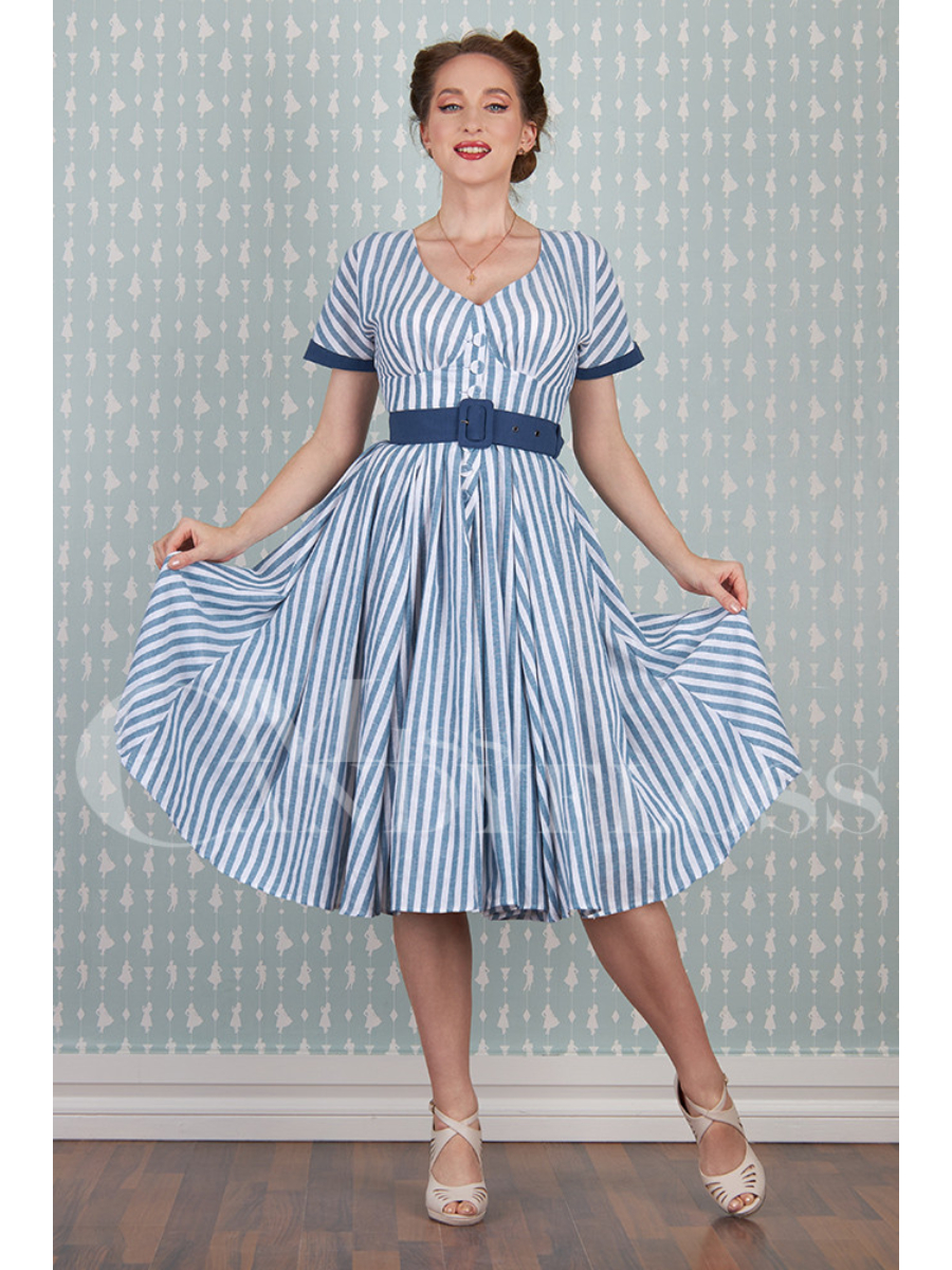 Miss Candyfloss Kleid Meredith-Lee blau weiß Streifen
