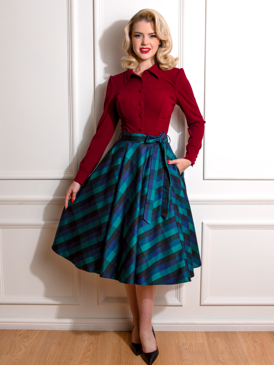 Hearts and Roses Louisa Check Swing Skirt