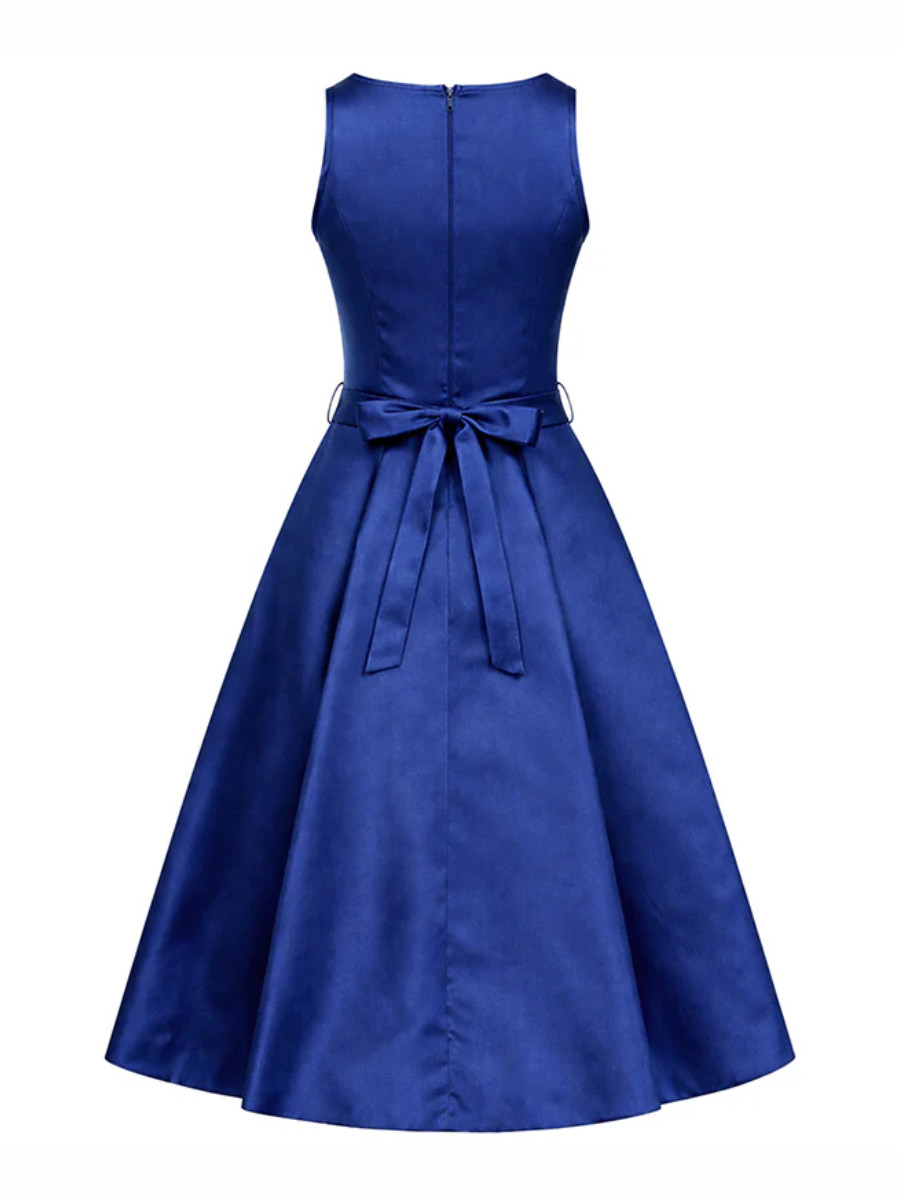 Lady V London Hepburn Dress Tanzanite Satin