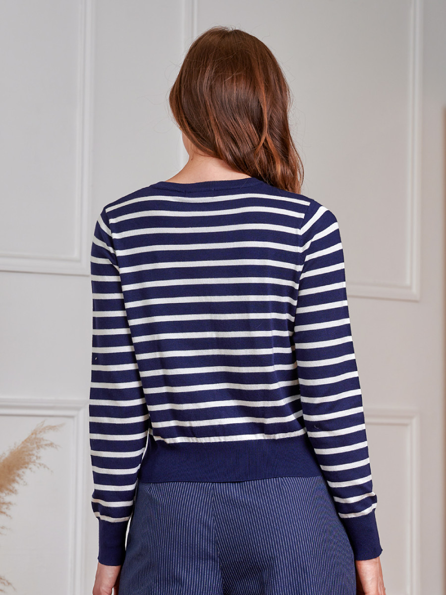 Banned Nautical Lines Cardigan dunkelblau weiß gestreift