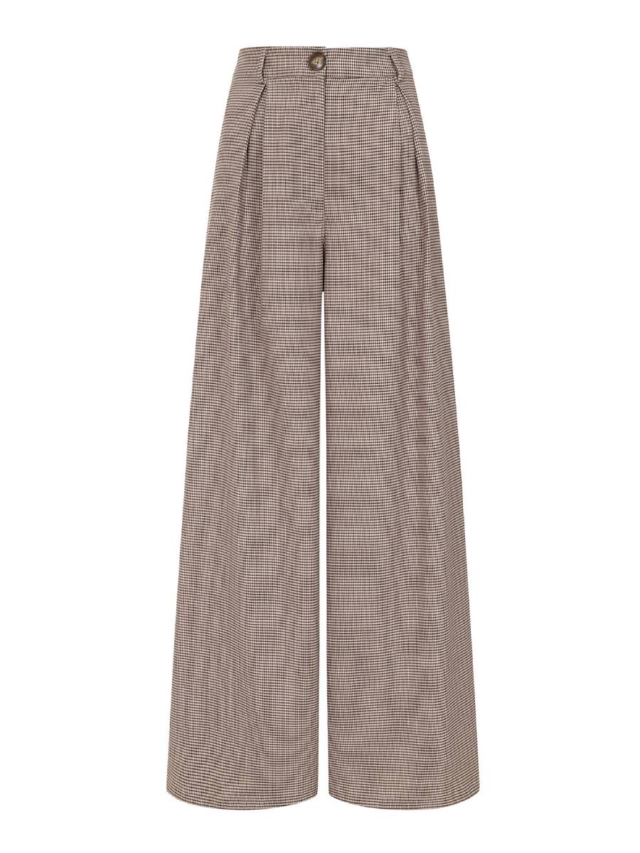 Banned Eliza Houndstooth Trousers Brown