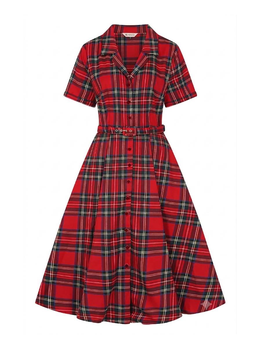 Banned Hannah Holiday Dress Red Tartan