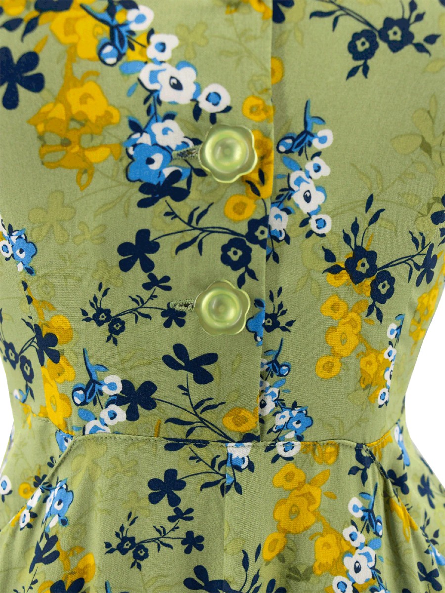Revival Vintage Kleid Melody Floral Shirt Dress Sage