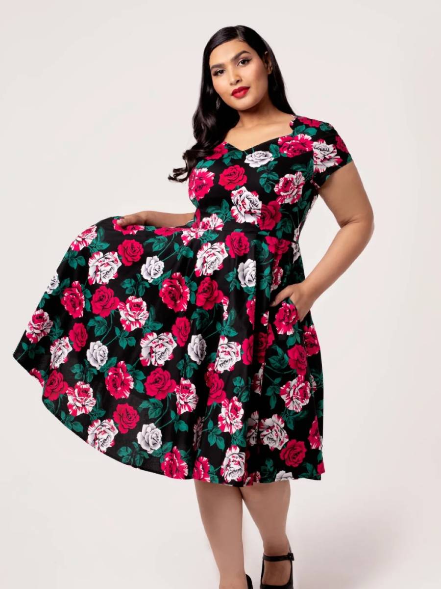 Hell Bunny Paint Me Roses Dress