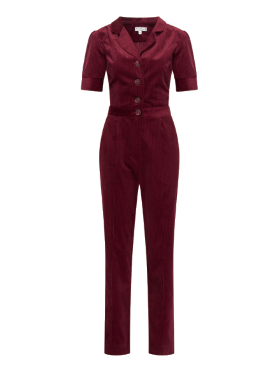 Very Cherry Classic Jumpsuit Corduroy Granate Red