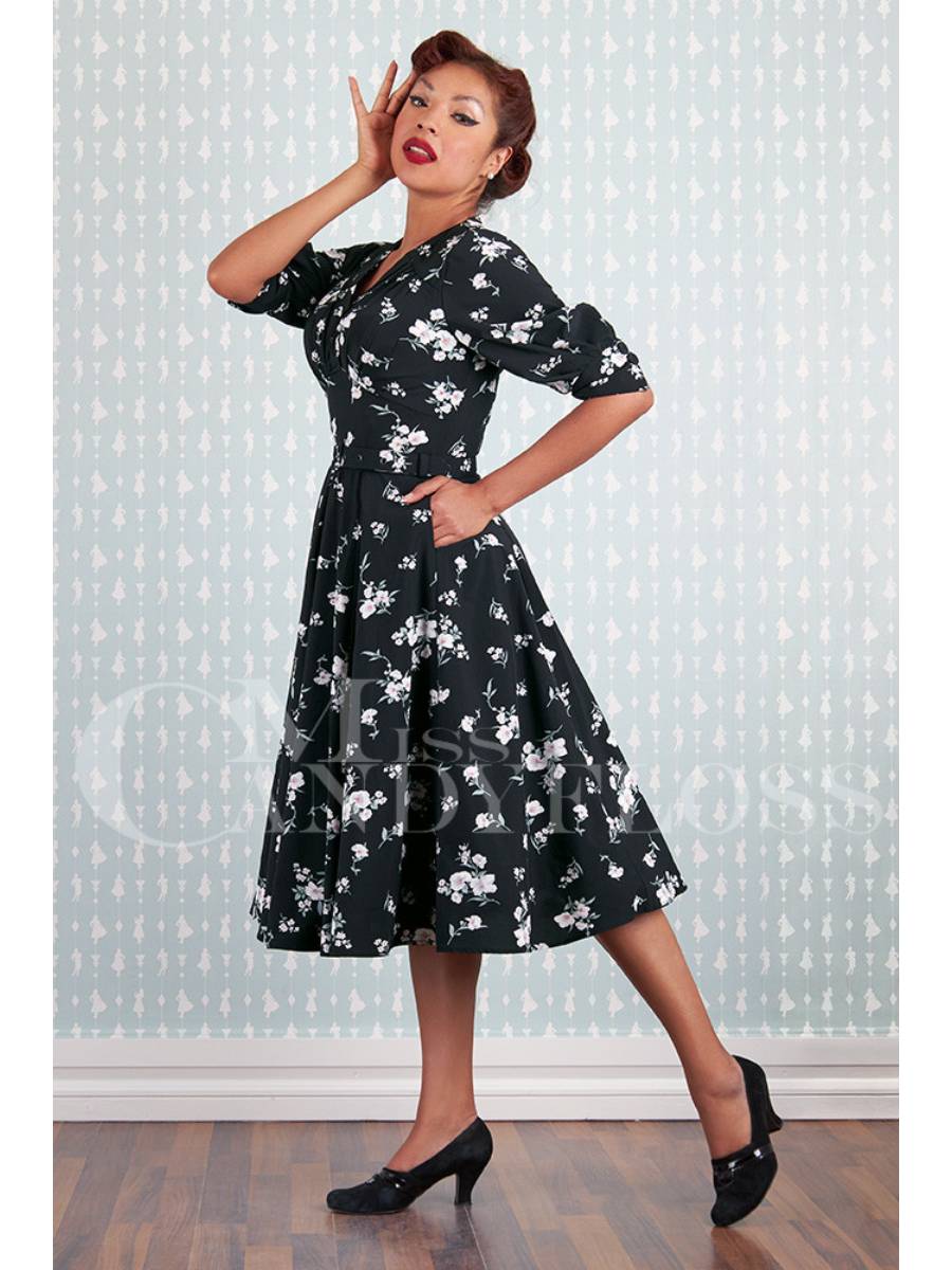 Miss Candyfloss Jamie-Lou Swing Dress Black Floral