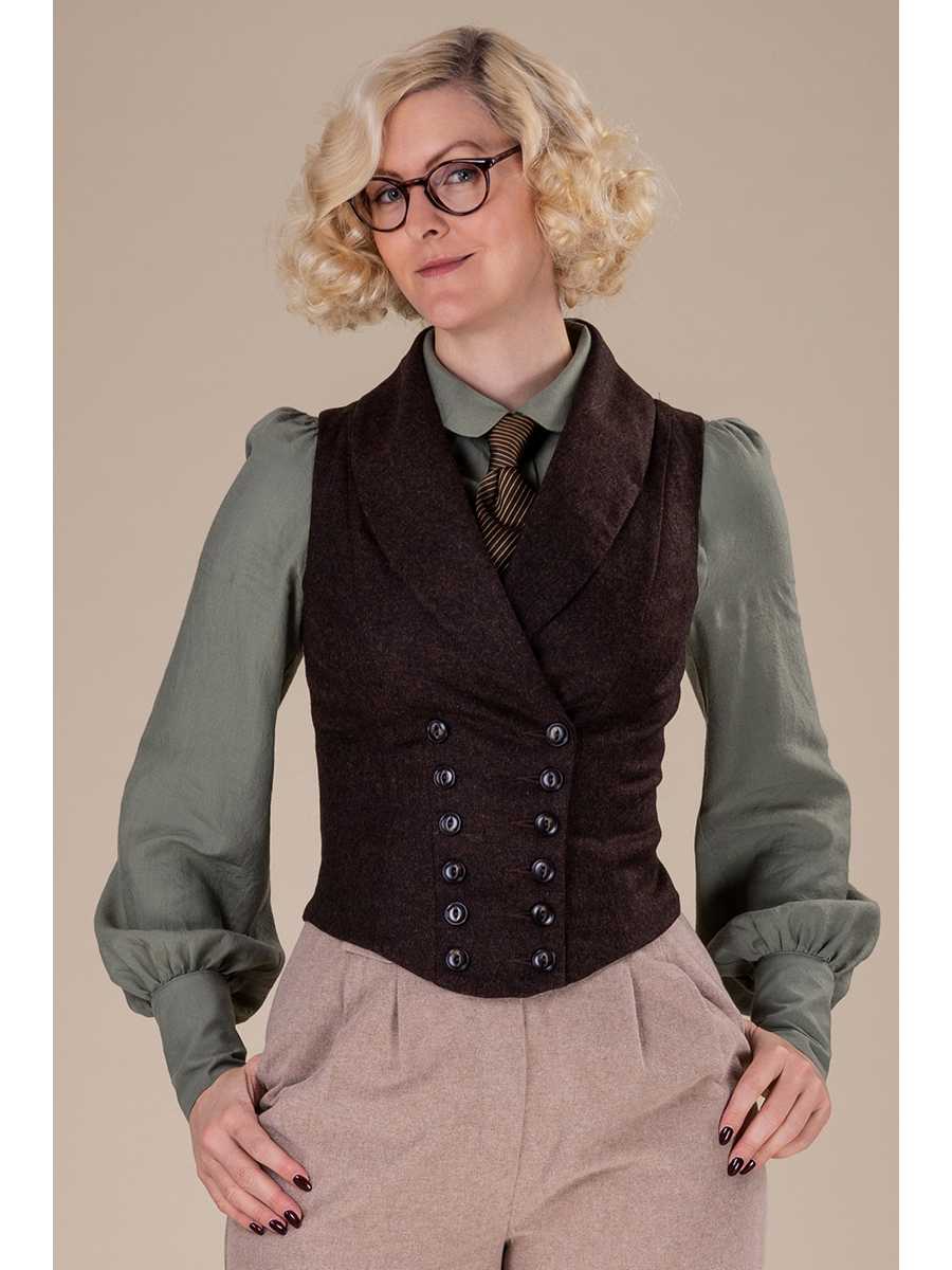 Emmy Weste Dapper Dame Waistcoat Dark Brown Melange