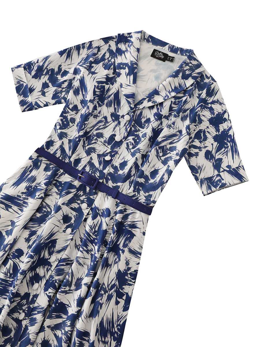 Dolly & Dotty Kleid Mollie Nautical Abstract Shirt Dress blau weiß
