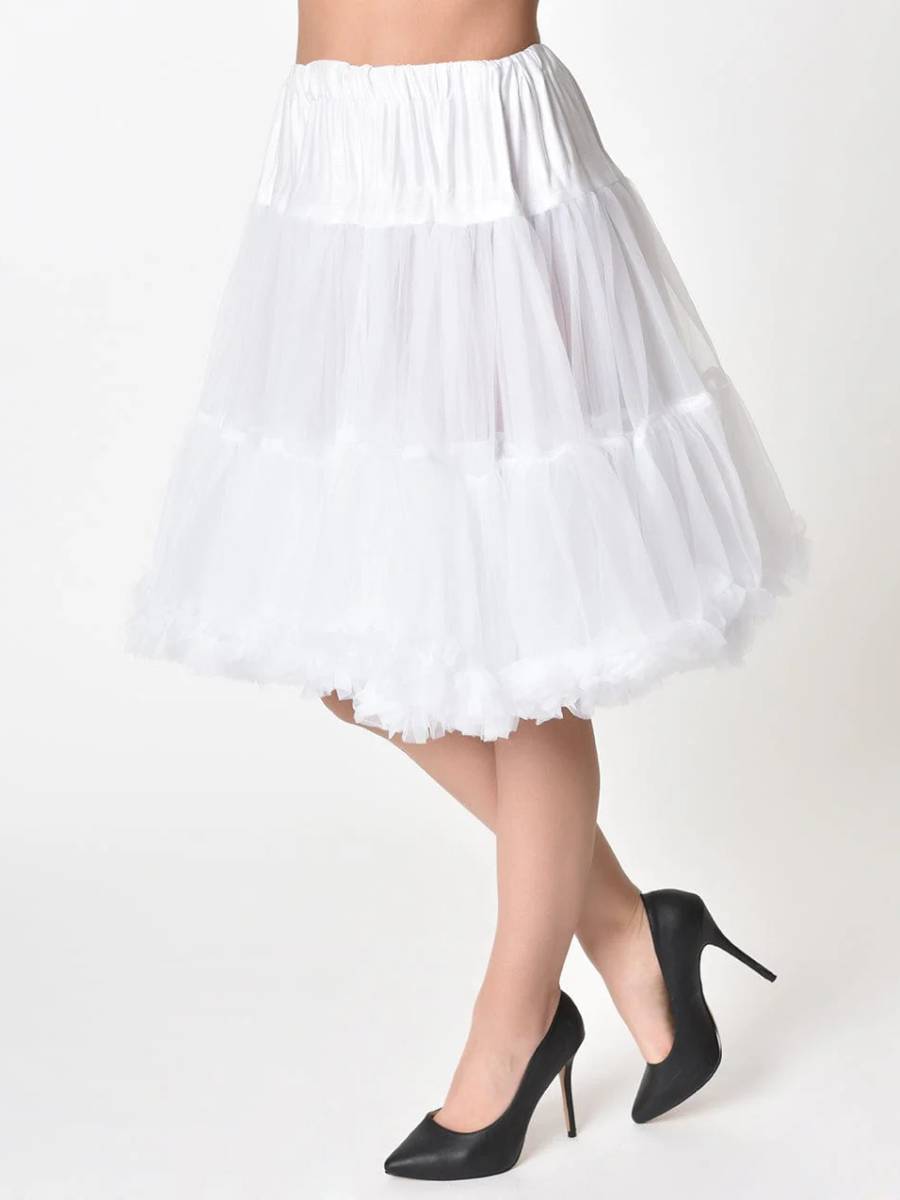 Unique Vintage 1950s Style Ruffled Petticoat White