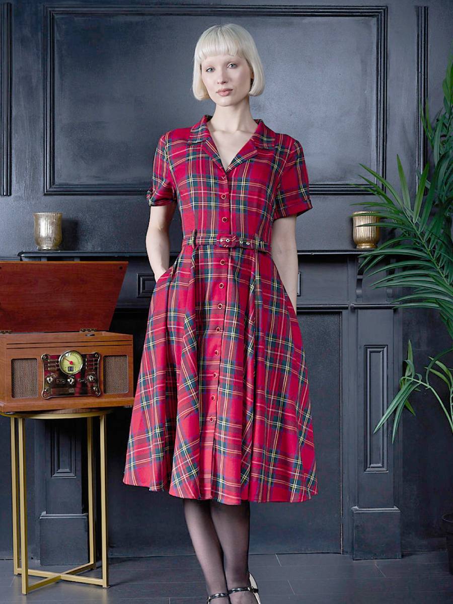 Banned Hannah Holiday Dress Red Tartan