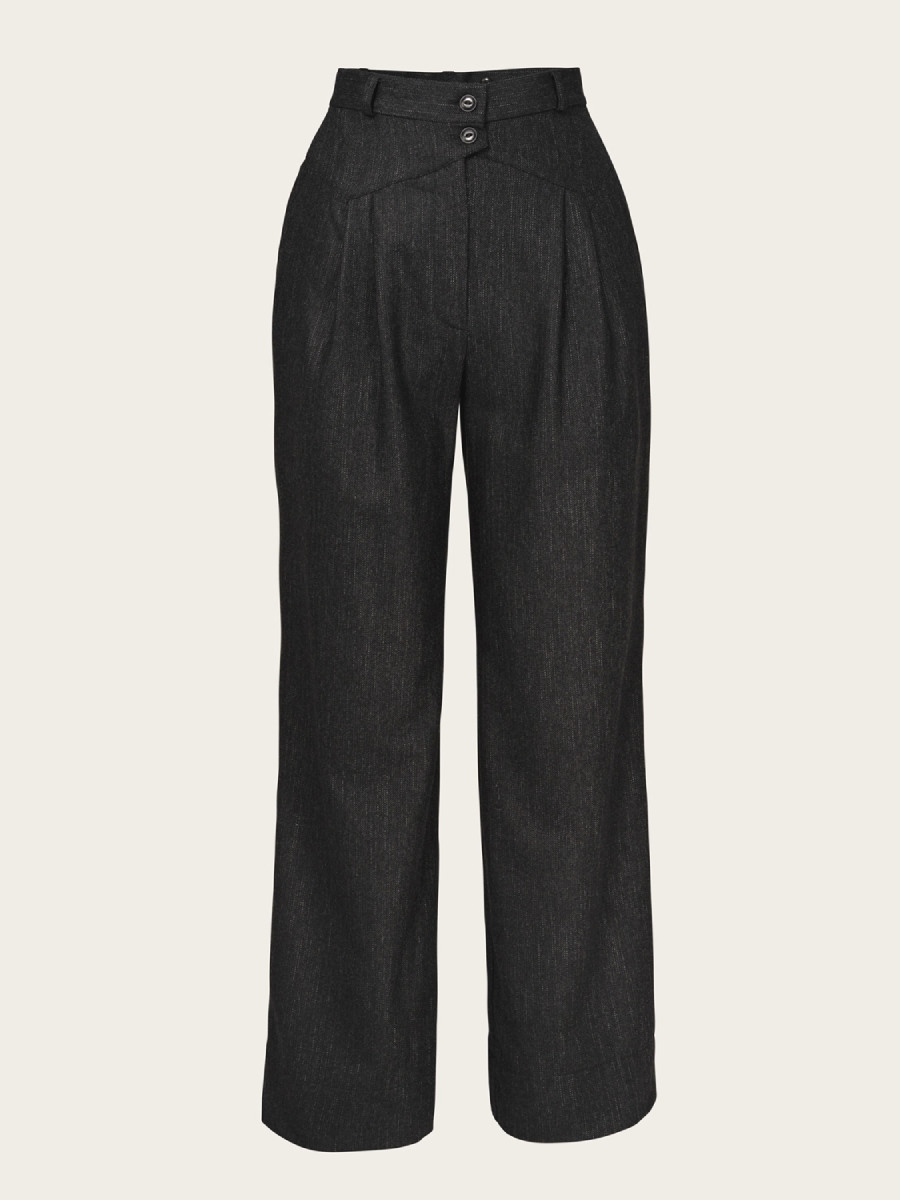 Emmy Marlenehose Fancy Worker Pants Black and Charcoal