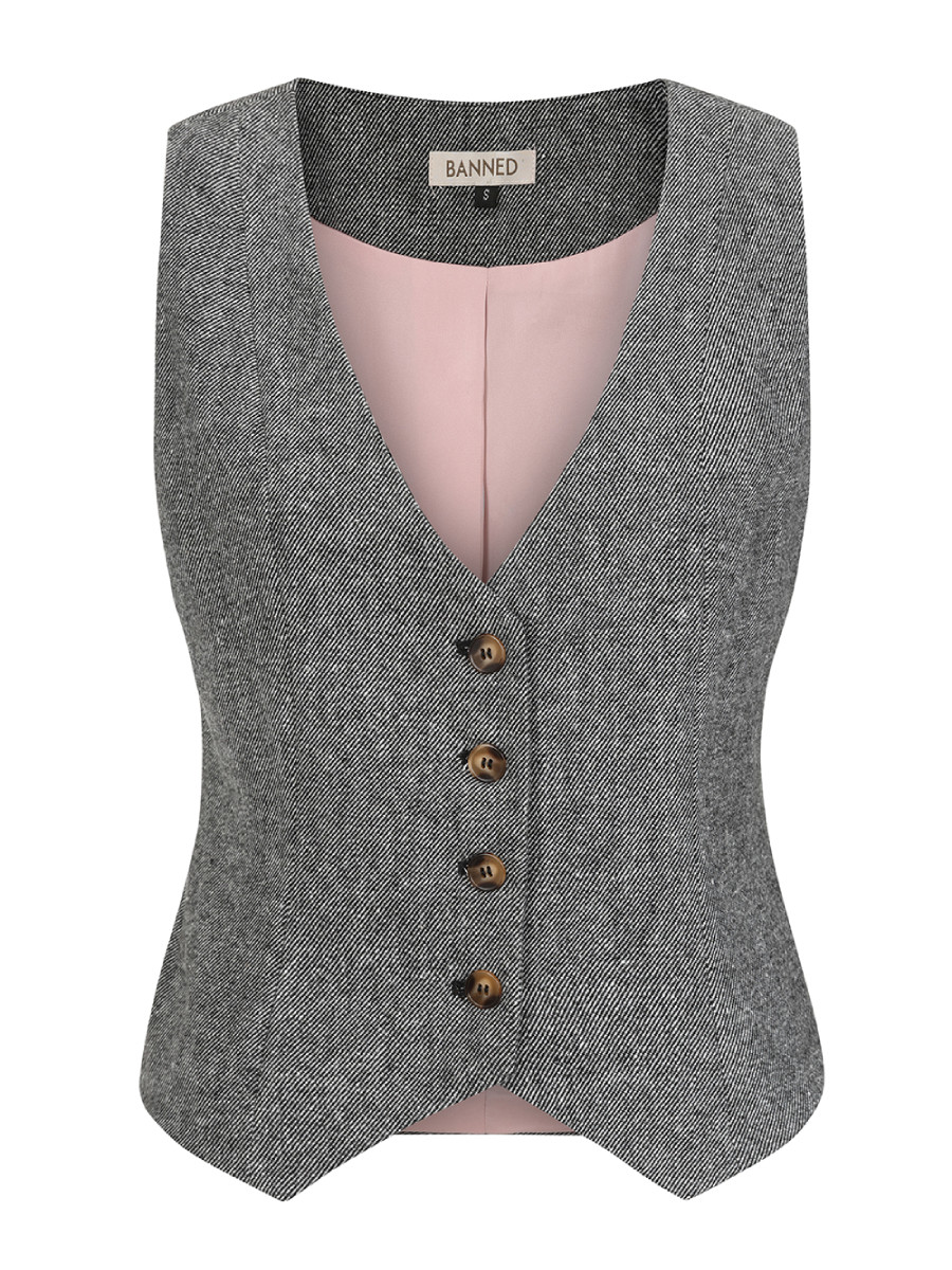 Banned Weste Selma Herringbone Waistcoat