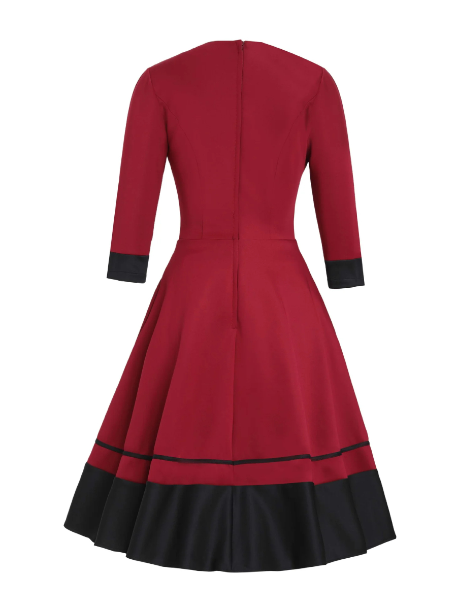 Dolly & Dotty Maria Swing Dress Burgundy Black
