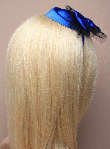 Mini-Pillbox-Hütchen royalblau mit Haarreif