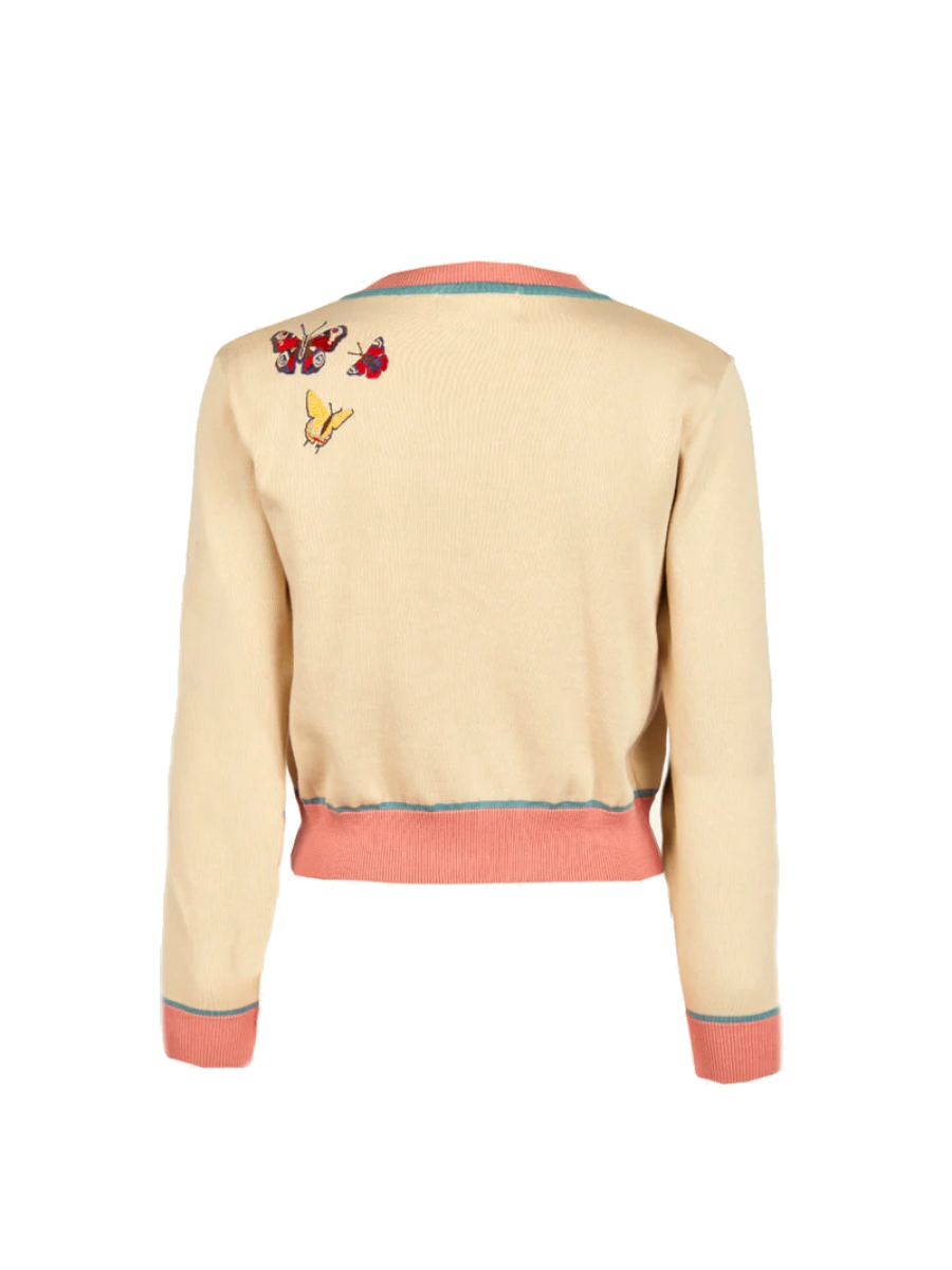 Palava Vera Cardigan Cream Butterflies