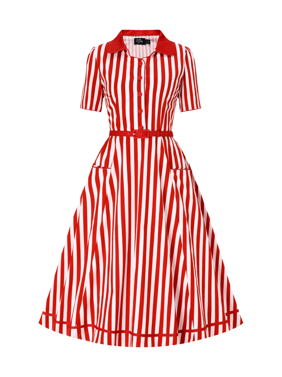 Dolly & Dotty Penelope Dress Classic Red White Stripe