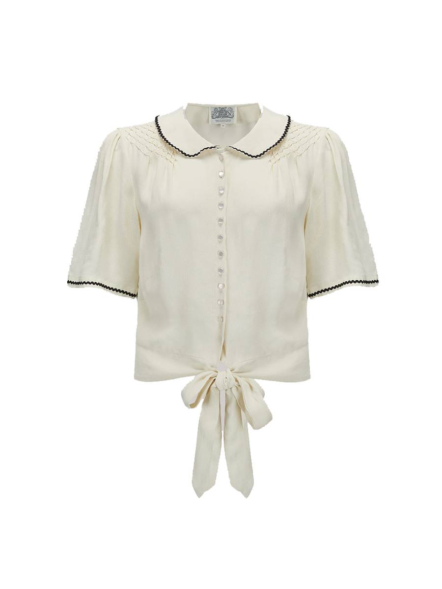 Seamstress of Bloomsbury Bluse Helen Cream Black Ric Rac