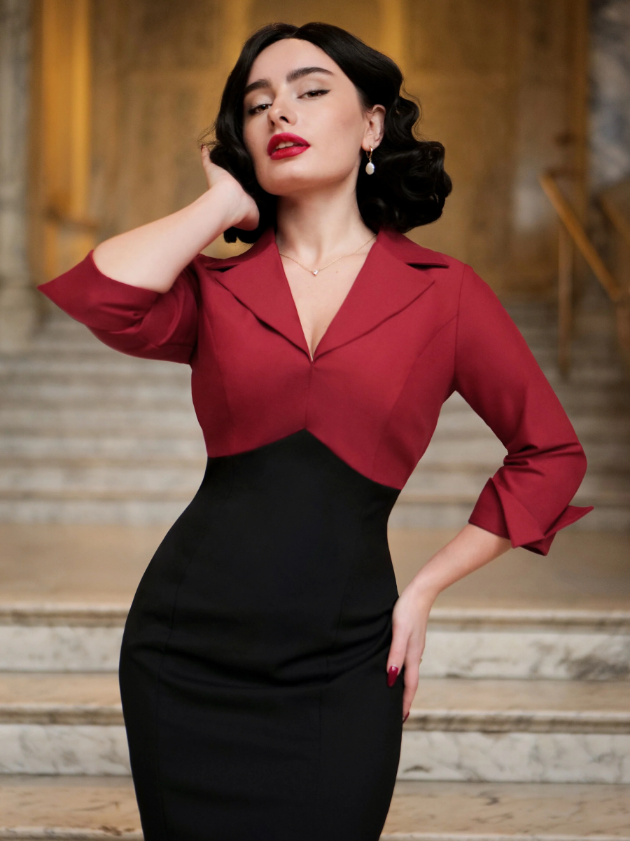 Glamour Bunny Dianne Two Toned Pencil Dress Red Black