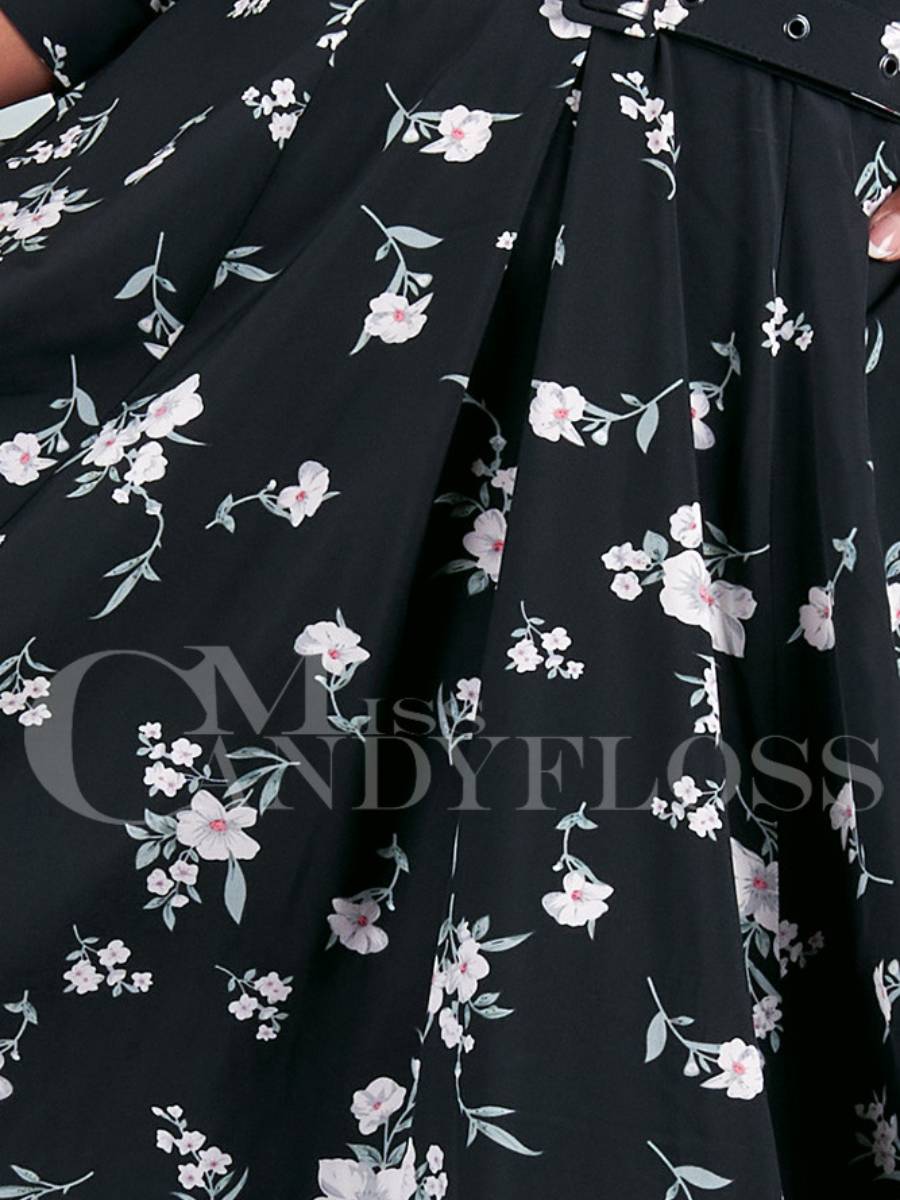 Miss Candyfloss Jamie-Lou Swing Dress Black Floral
