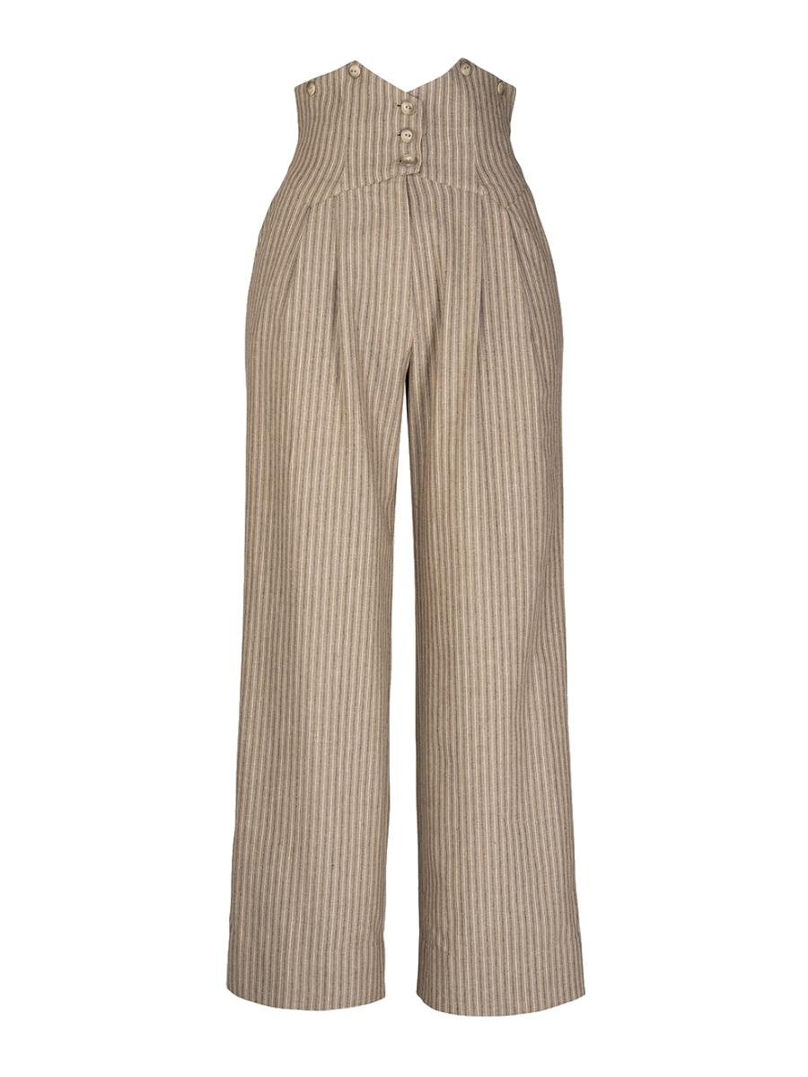 Emmy Miss Fancy Pants Slacks Taupe Pinstripe