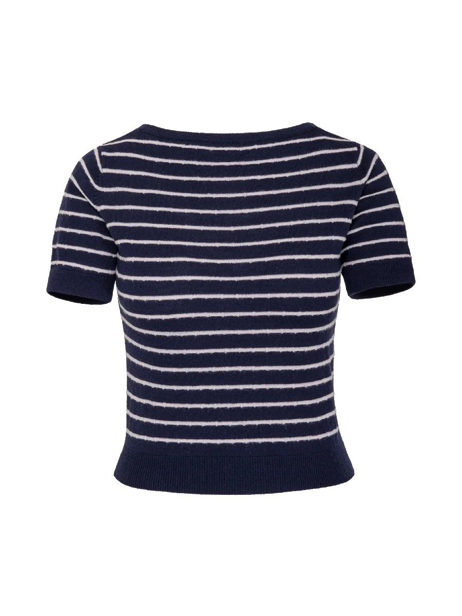 Emmy Goes to Paris Top Midnight Striped Wool