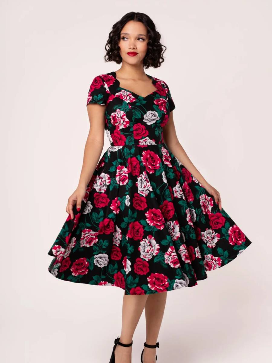 Hell Bunny Paint Me Roses Dress